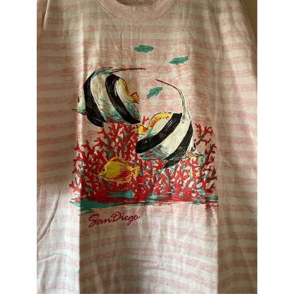 Vintage‎ San Diego striped fish underwater theme t shirt xxl - Picture 4 of 7